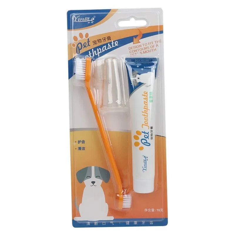 Pet Dental Care Kit – Dog Toothbrush & Toothpaste Set for Plaque Removal, Fresh Breath & Healthy Gums (All Breeds)