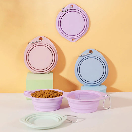 Pet Travel Drinking Bowl for Dogs Cat Feeder Dish Foldable Dog Bowl Silicone Double Bowl Puppy Food Container Healthy Safety