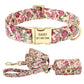 Floral Dog Collar & Leash Set – Custom Nylon Collar with Treat Bag, Adjustable Pet Collar for Small, Medium & Large Dogs