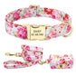 Floral Dog Collar & Leash Set – Custom Nylon Collar with Treat Bag, Adjustable Pet Collar for Small, Medium & Large Dogs