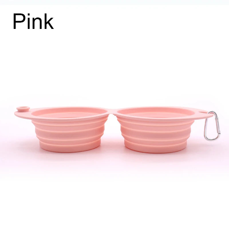 Pet Travel Drinking Bowl for Dogs Cat Feeder Dish Foldable Dog Bowl Silicone Double Bowl Puppy Food Container Healthy Safety