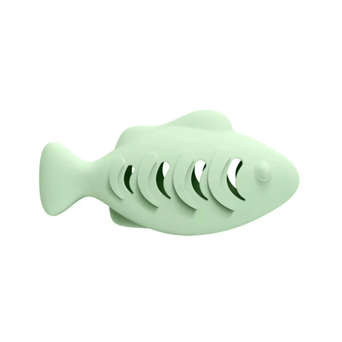 Interactive Cat Toy Food Dispenser for Indoor Cats Blue Treat & Catnip Stuffer Engaging Silicone Fish Chew Toy for Dental Care