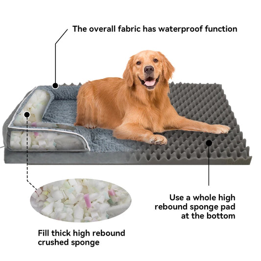 Removable Dog Sofa Bed – Soft Coral Fleece Pet Bed with Egg Foam Cushion & Anti-Slip Bottom for Small & Medium Dogs & Cats