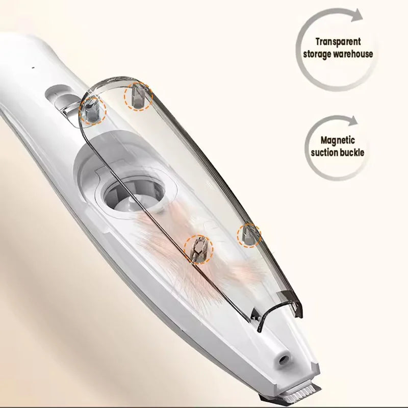 2-In-1 Hair Suction Pet Shaver, Dog Paw Trimmer, Cat Ear Trimmer, Low Noise, With Suction   Electric Dog GroomerRechargeable USB