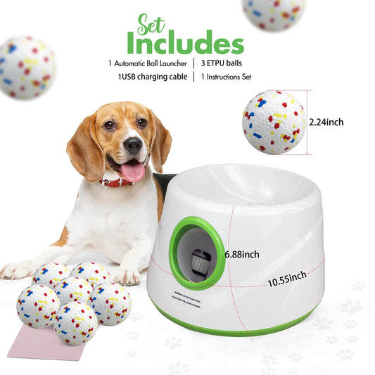 Automatic Dog Ball Launcher – Rechargeable Fetch Machine with 3 Distance Settings, Interactive Toy for Small & Medium Dogs
