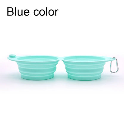 Pet Travel Drinking Bowl for Dogs Cat Feeder Dish Foldable Dog Bowl Silicone Double Bowl Puppy Food Container Healthy Safety
