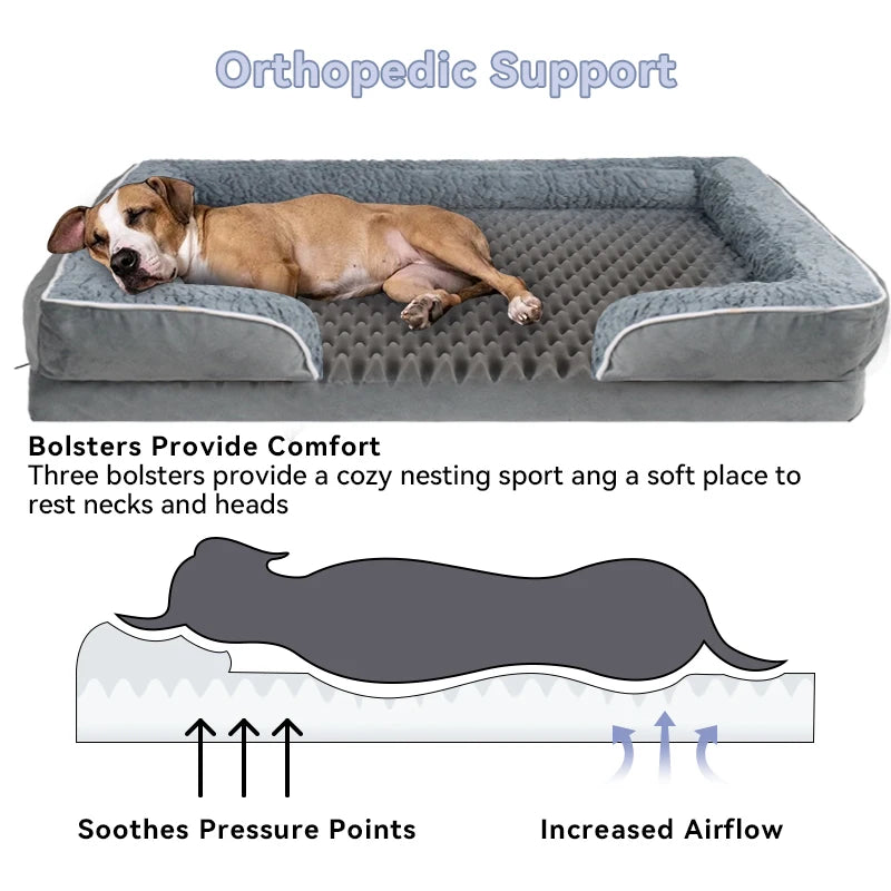 Removable Dog Sofa Bed – Soft Coral Fleece Pet Bed with Egg Foam Cushion & Anti-Slip Bottom for Small & Medium Dogs & Cats