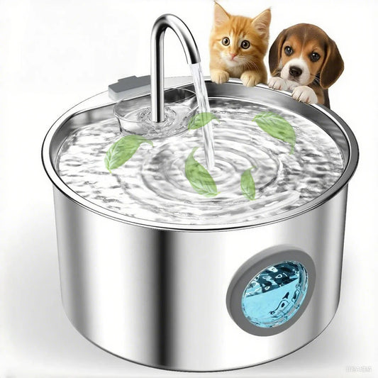 Stainless Steel Cat Water Fountain , 108oz Pet Fountain Dispenser Automatic for Inside Dog Cats Drinking Replaceable filters