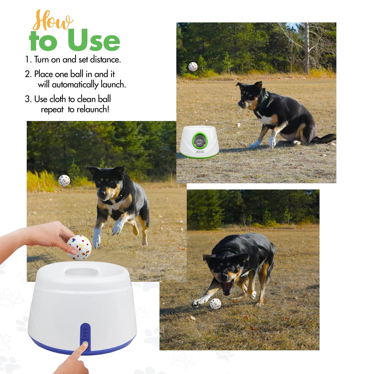 Automatic Dog Ball Launcher – Rechargeable Fetch Machine with 3 Distance Settings, Interactive Toy for Small & Medium Dogs