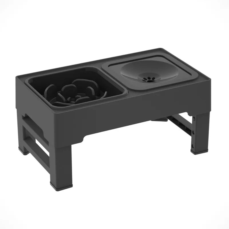 3 In 1 Pet Dog Stainless Steel Slow Feed Drinking Water Bowls Anti Knock Adjustable Height Cat Dog Bowl Large Pet Slow Food