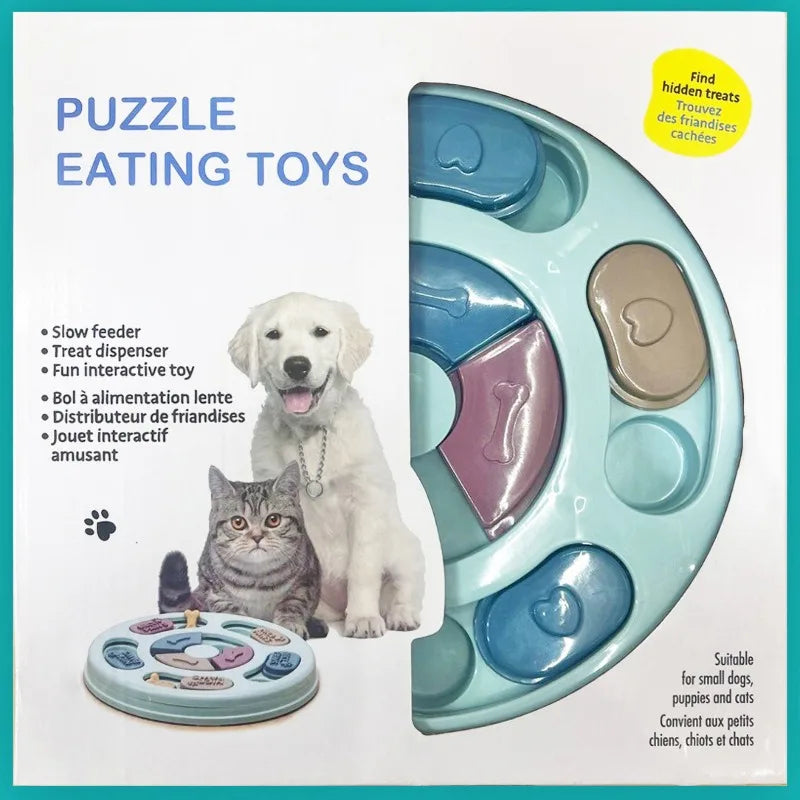 Smart Wheel Slow Feeder Puzzle Toy – Interactive Food Dispenser Tray for Dogs & Cats, Anti-Choke Pet Feeding Bowl