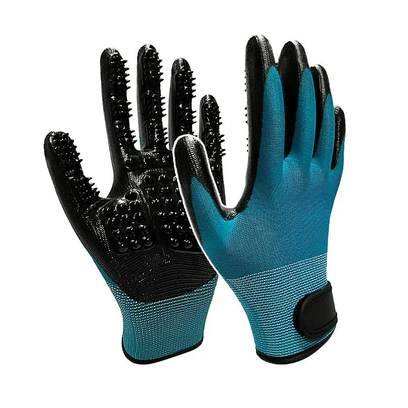 One Pair Hair Grooming Glove For Pet Dog Cat Bathing Silicone Massage Brush Dipping Gumming Rubber Gloves Dog Deshedding Comb