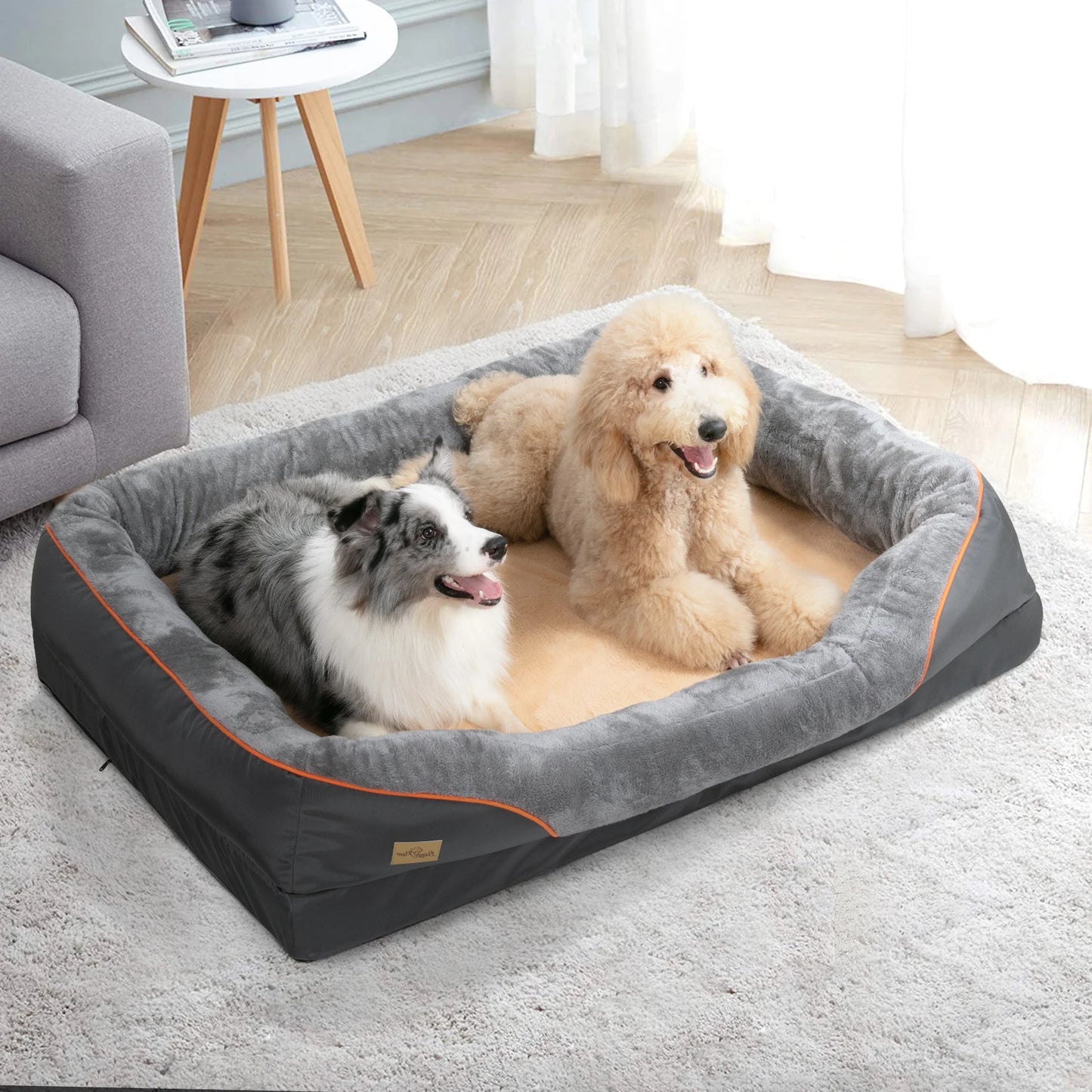BINGOPAW Large Dog Bed – Soft Waterproof Fleece Pet Sofa with Washable Removable Cover, Orthopedic Foam Support