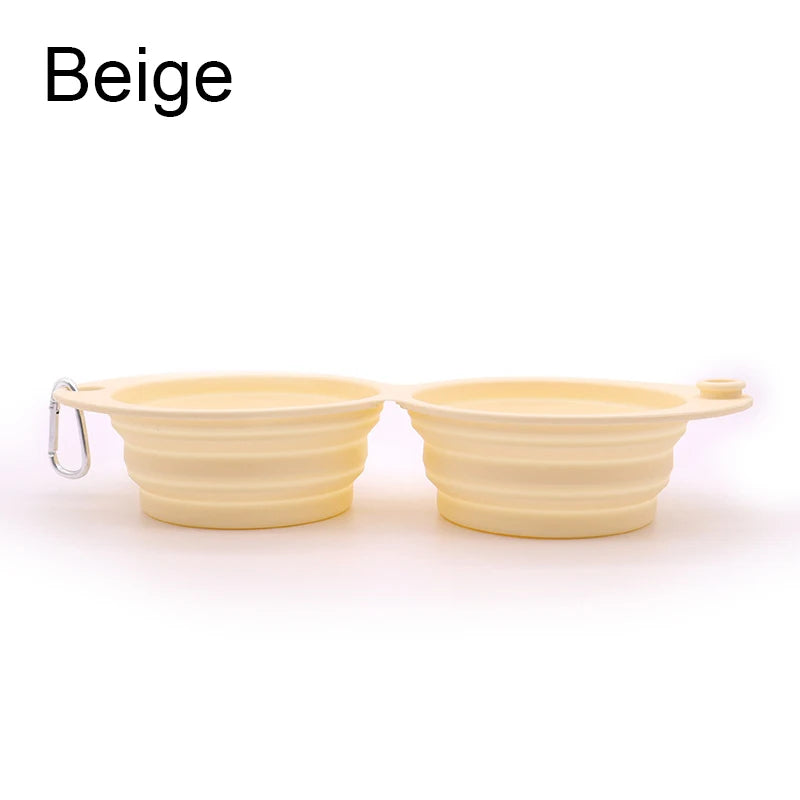 Pet Travel Drinking Bowl for Dogs Cat Feeder Dish Foldable Dog Bowl Silicone Double Bowl Puppy Food Container Healthy Safety