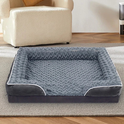 Removable Dog Sofa Bed – Soft Coral Fleece Pet Bed with Egg Foam Cushion & Anti-Slip Bottom for Small & Medium Dogs & Cats