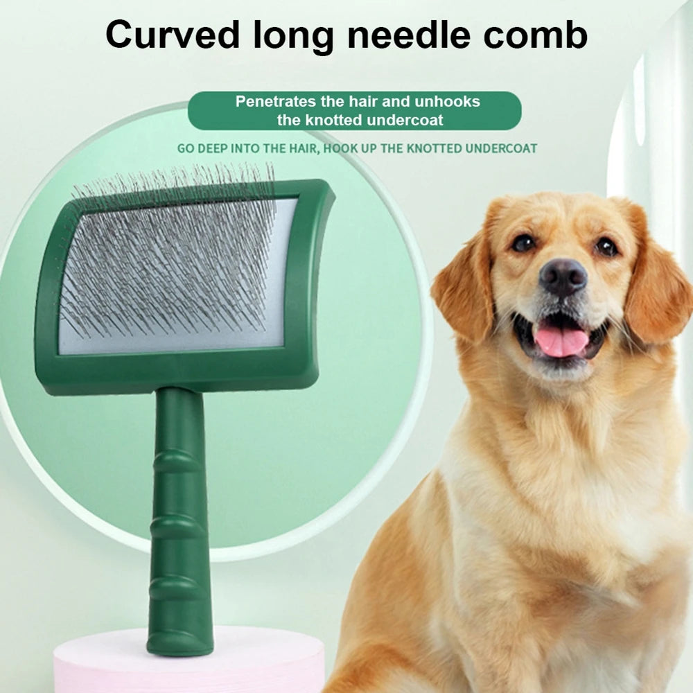 Long Pin Slicker Brush – Professional Grooming Brush for Large Dogs & Cats, Removes Mats, Tangles & Loose Hair