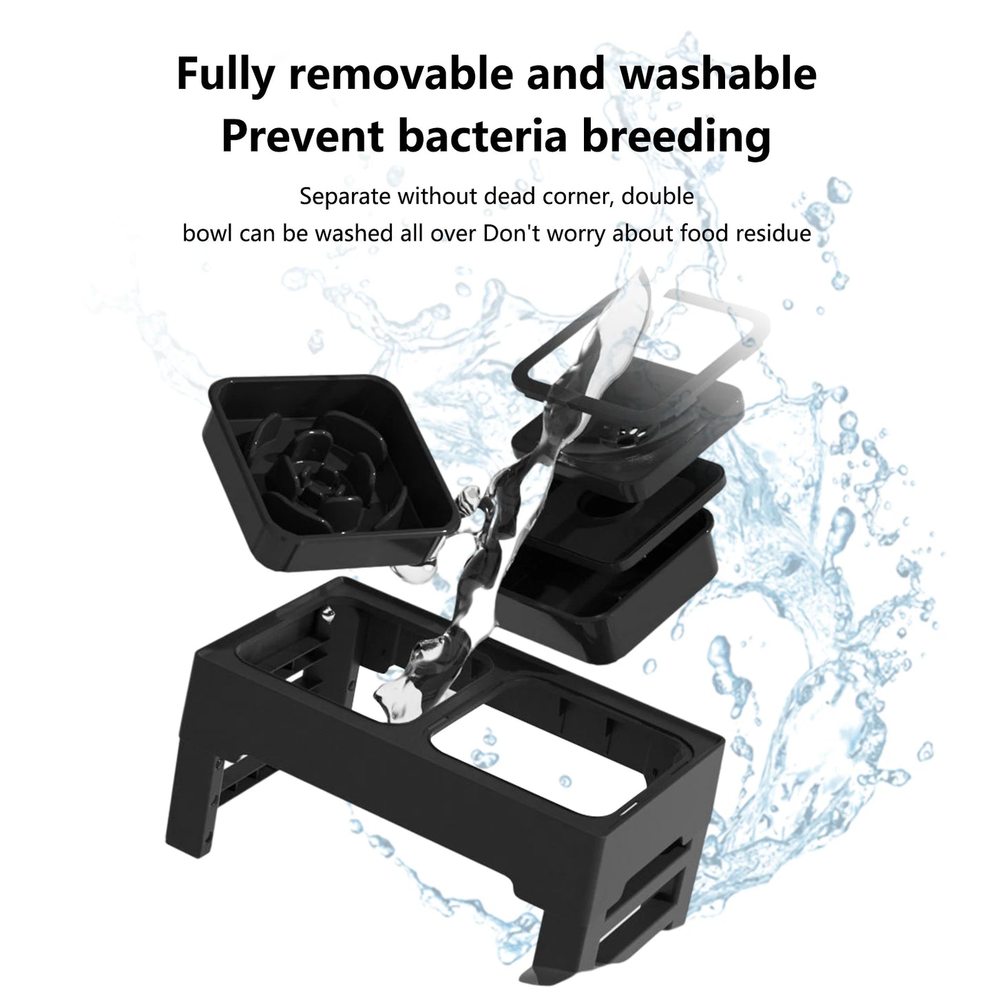 3 In 1 Pet Dog Stainless Steel Slow Feed Drinking Water Bowls Anti Knock Adjustable Height Cat Dog Bowl Large Pet Slow Food