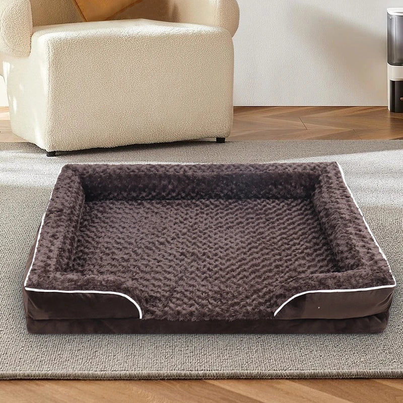 Removable Dog Sofa Bed – Soft Coral Fleece Pet Bed with Egg Foam Cushion & Anti-Slip Bottom for Small & Medium Dogs & Cats