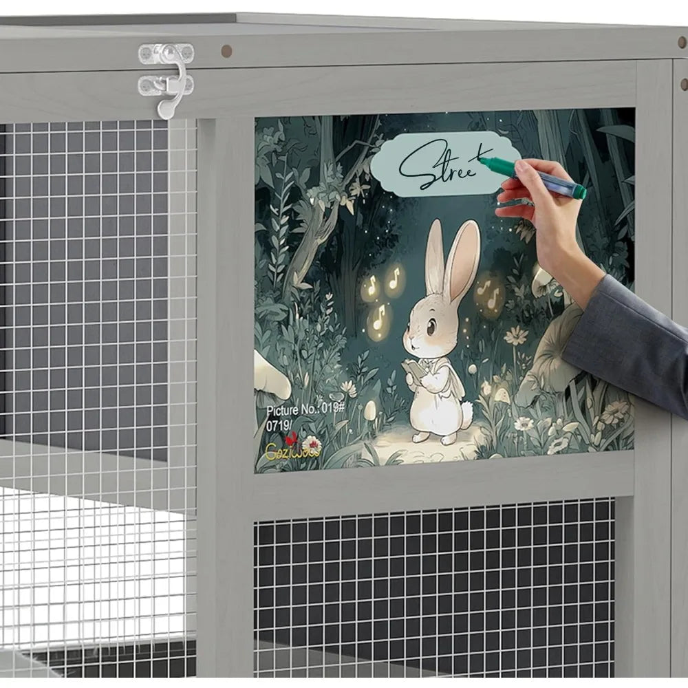 Fashionable Wooden Rabbit Hutch with 36-Inch Size, Indoor & Outdoor Use, Wheels, Removable Clean Tray, Openable Roof, and Anti-C