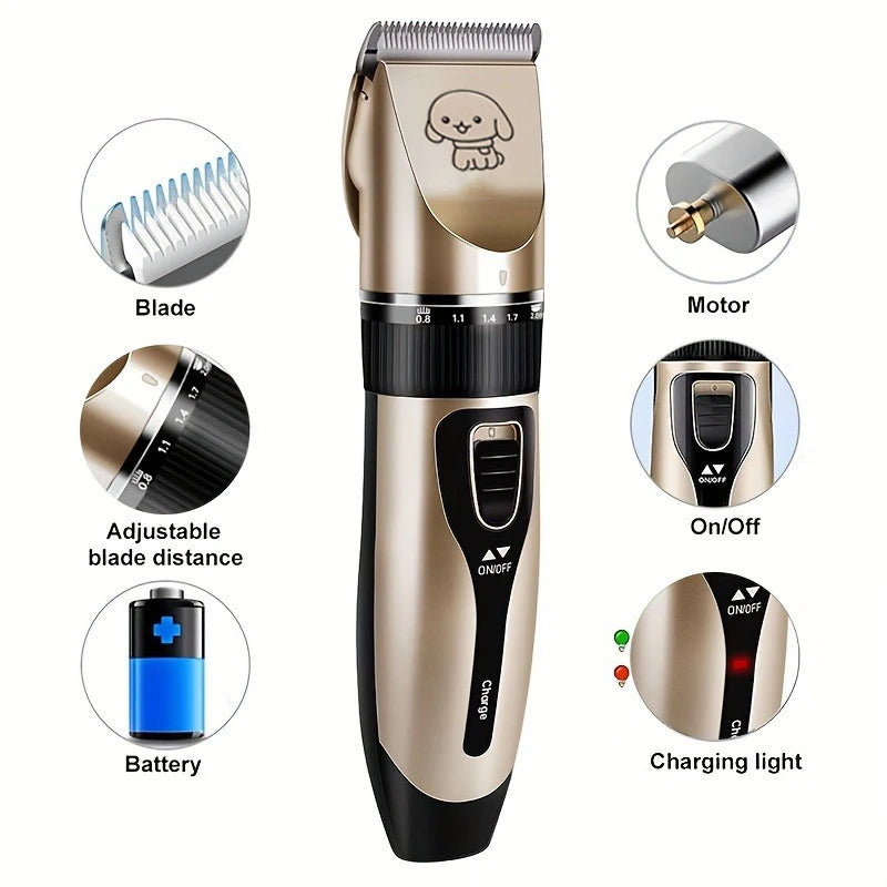 Pet Hair Trimmer Kit – Electric Grooming Clippers for Dogs & Cats, Rechargeable Precision Shaver for Professional Home Use