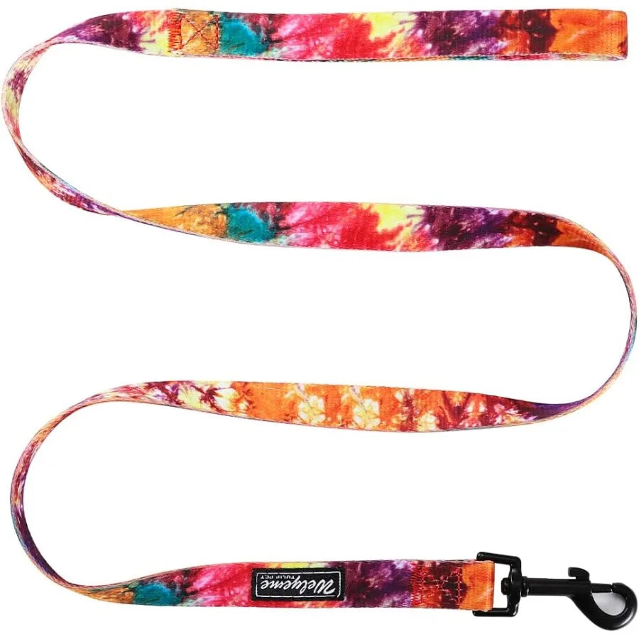 Rainbow Tie-Dye Dog Collar & Leash Set – Adjustable Pet Collar for XS, Small, Medium & Large Dogs, Stylish & Durable Design