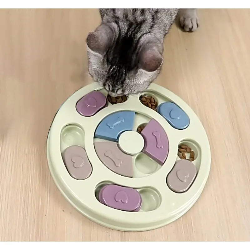 Smart Wheel Slow Feeder Puzzle Toy – Interactive Food Dispenser Tray for Dogs & Cats, Anti-Choke Pet Feeding Bowl