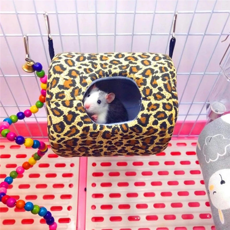 Hamster House Warm Soft Beds and Houses Rodent Cage Printed Hammock for Rats Canvas Guinea Pig Hanging Cage Small Animal