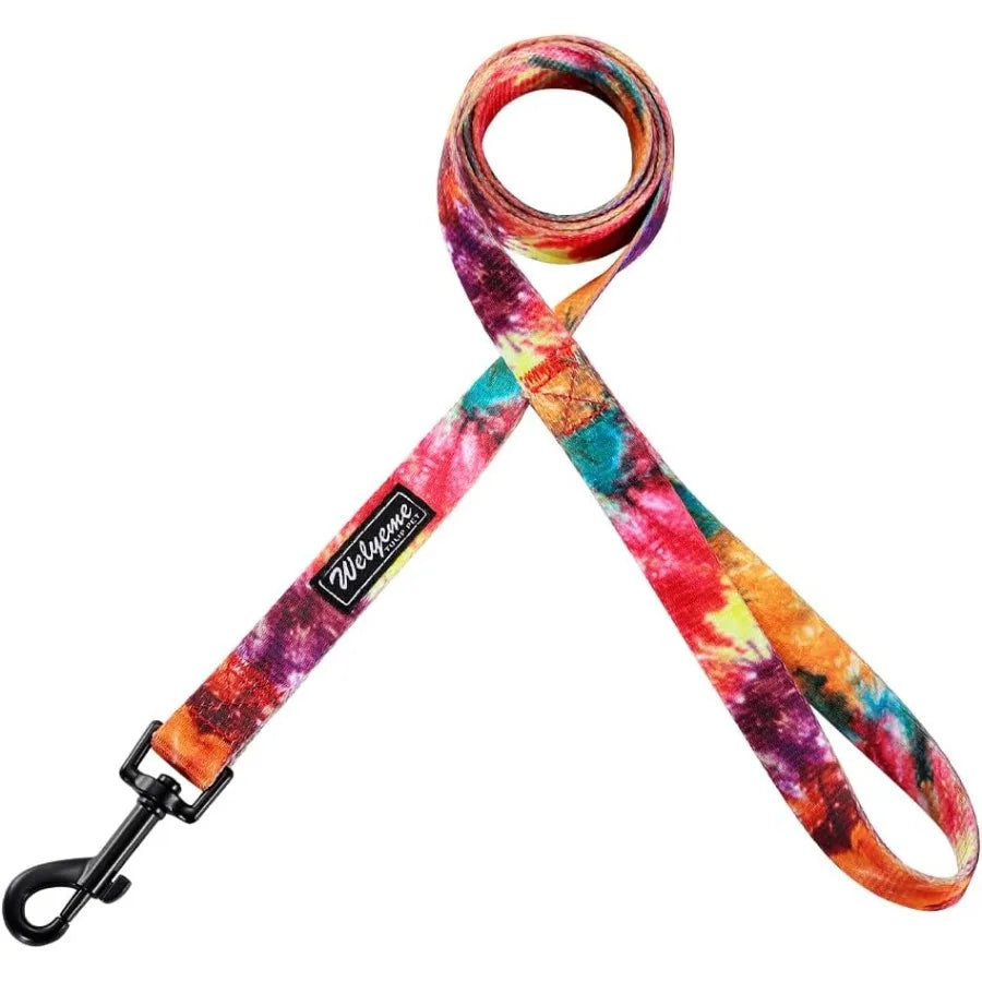 Rainbow Tie-Dye Dog Collar & Leash Set – Adjustable Pet Collar for XS, Small, Medium & Large Dogs, Stylish & Durable Design