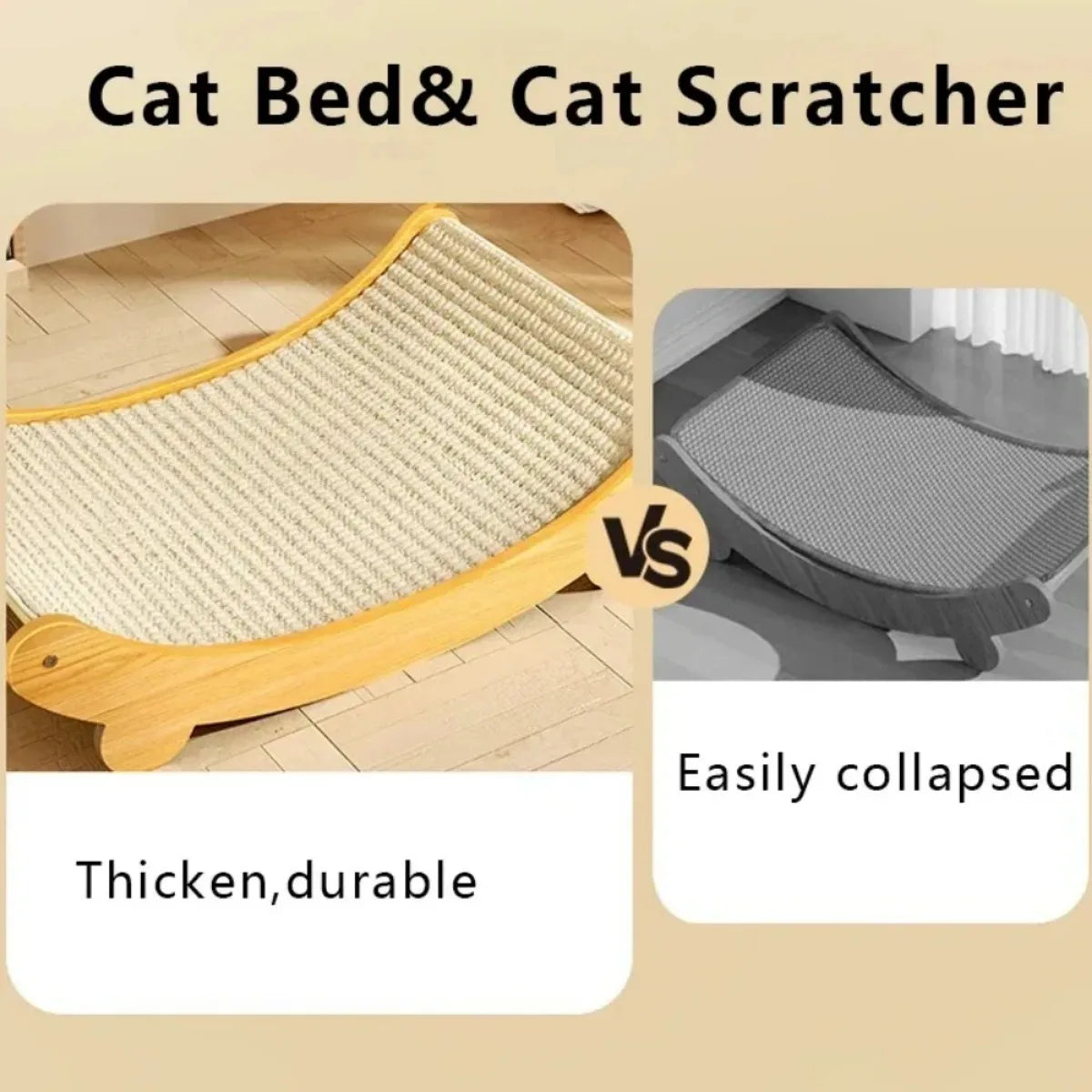 Wooden Cat Scratching Pad & Bed – Detachable Cat Scratch Board, Sleeping Lounge, and Furniture Protector