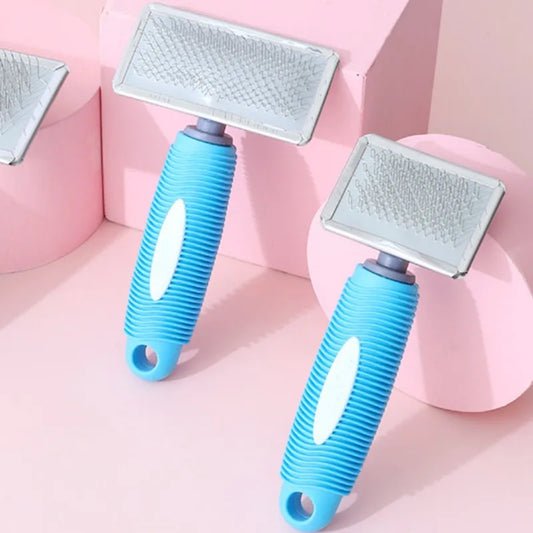 Cat Comb Silicone Cat Brush Massage Pet Hair Remover Stainless Steel Combs for Cats Pet Grooming Comfortable Handle Dog Brush