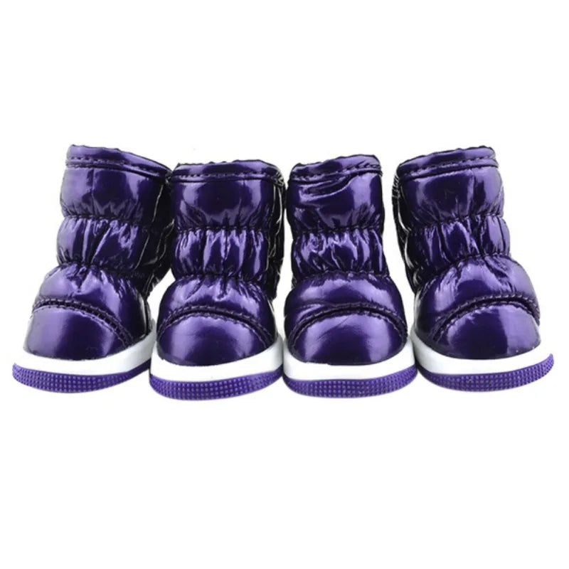 4PCS Waterproof Dog Shoes – Winter Rain & Snow Boots for Small & Medium Dogs, Anti-Slip Suede Warm Pet Footwear