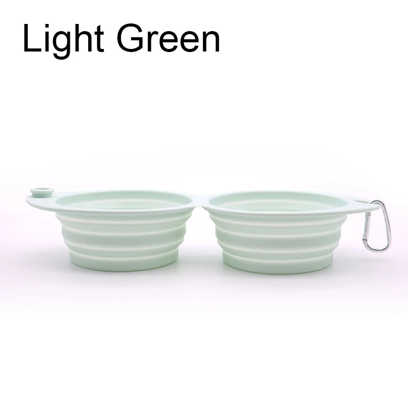 Pet Travel Drinking Bowl for Dogs Cat Feeder Dish Foldable Dog Bowl Silicone Double Bowl Puppy Food Container Healthy Safety